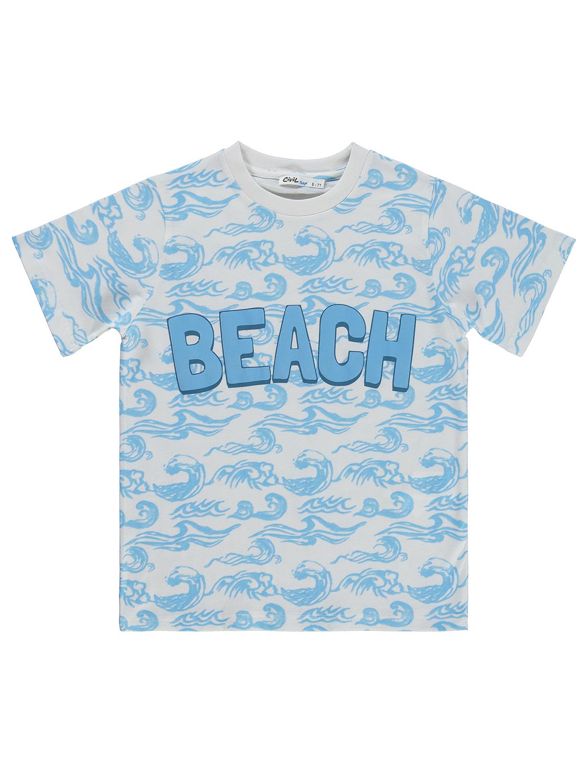 Civil Boys Beach Baskılı 6-9 Yaş Tişört - Kırık Beyaz