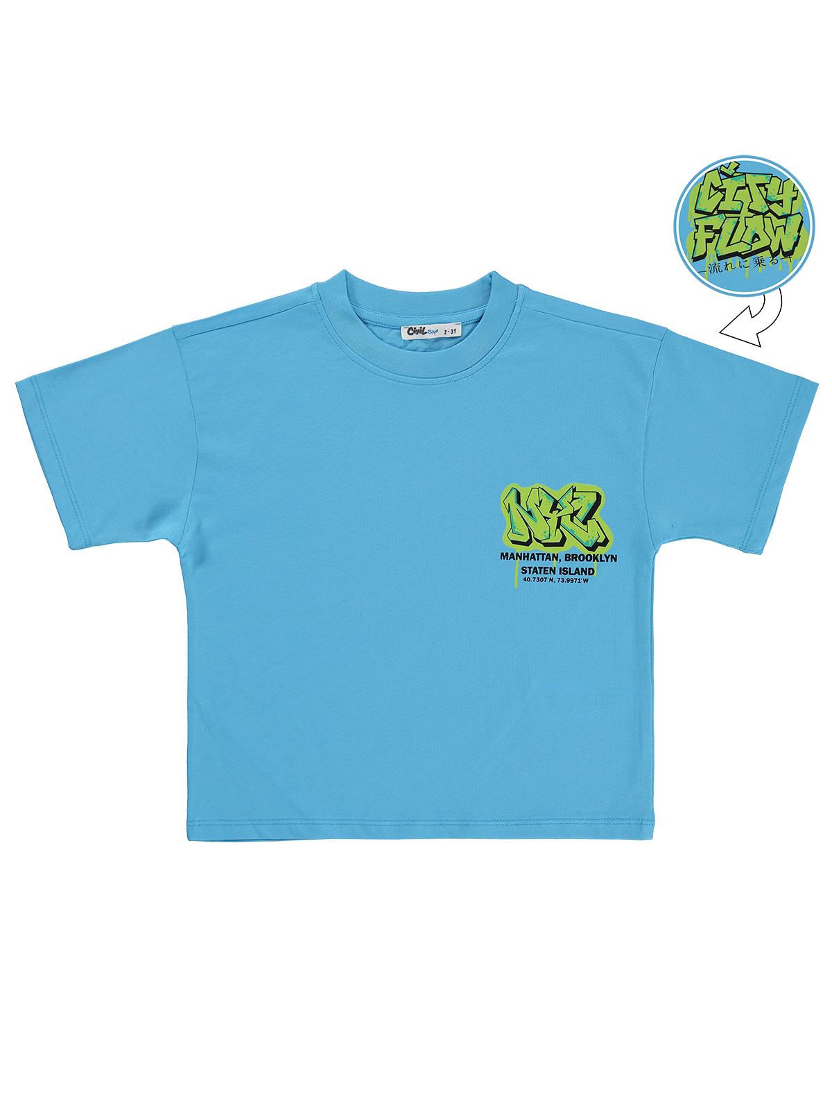 Civil Boys NYC Baskılı 2-5 Yaş Tişört - Mavi