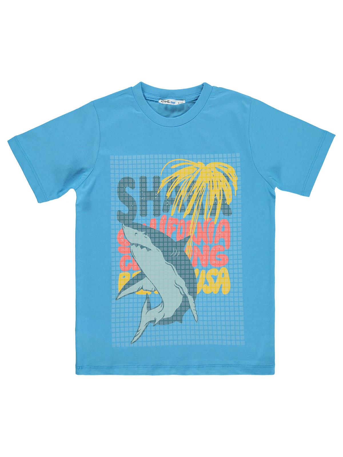 Civil Boys Shark California 10-13 Yaş Tişört - Mavi