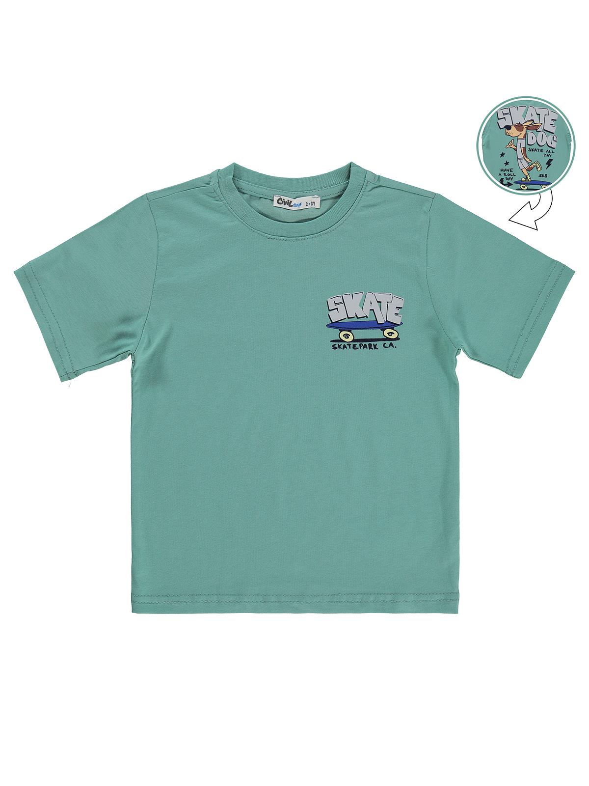 Civil Boys Skate Dog Baskılı 2-5 Yaş Tişört - Yeşil