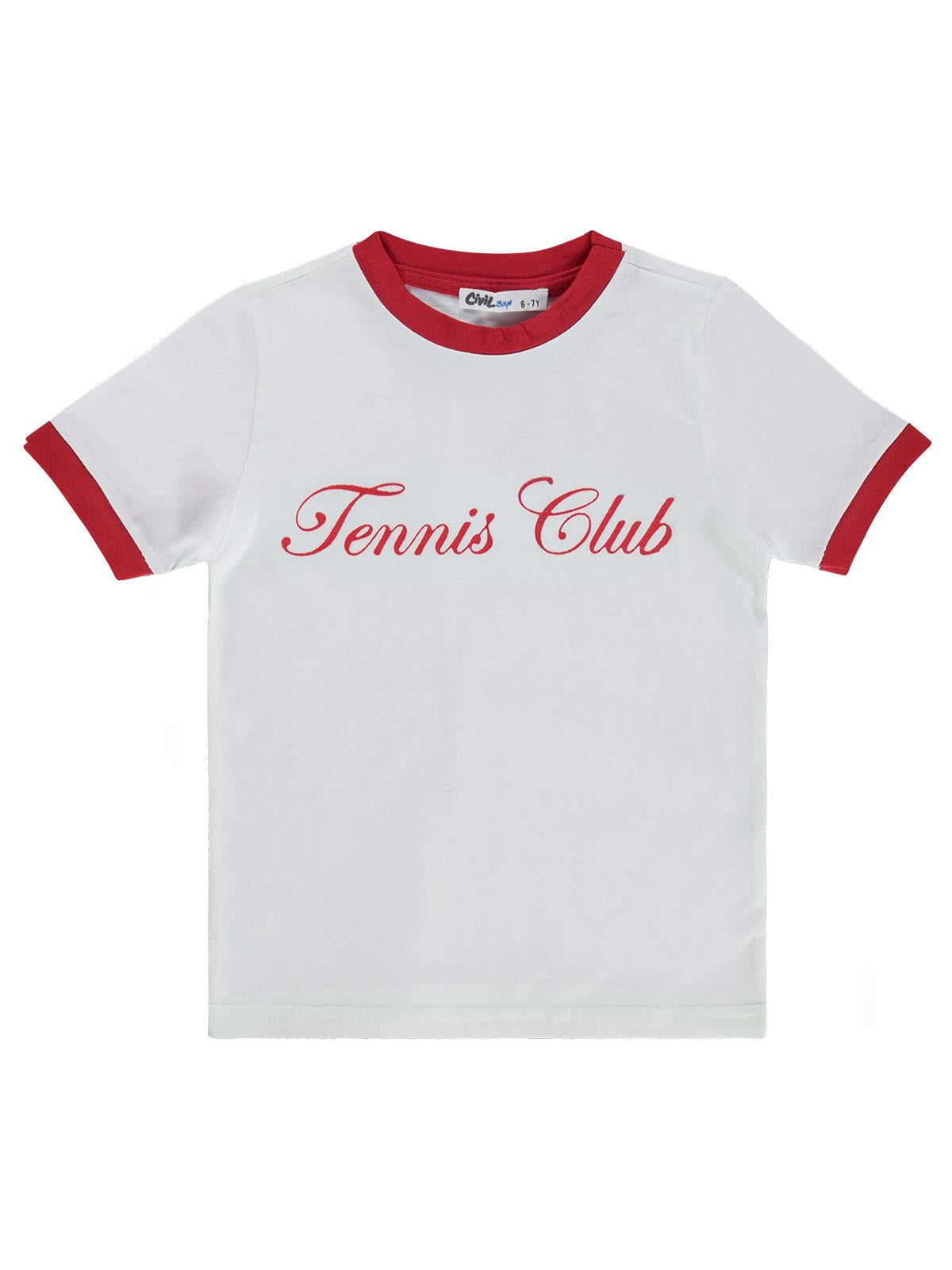 Civil Boys Tennis Club Baskılı 6-9 Yaş Tişört - Kırmızı
