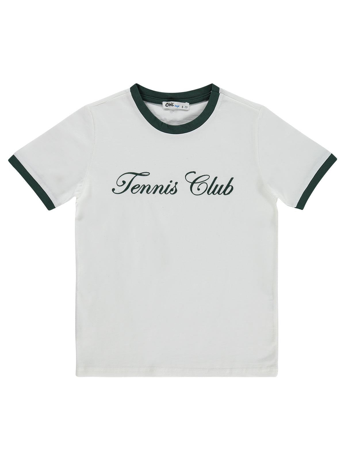 Civil Boys Tennis Club Baskılı 6-9 Yaş Tişört - Yeşil