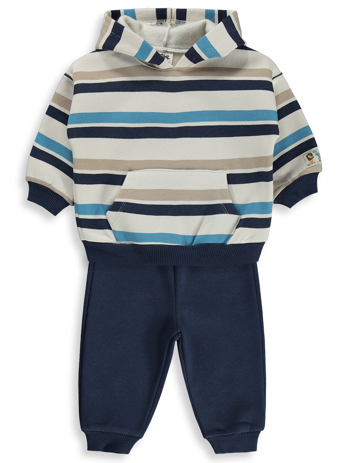 Civil Baby Çizgili 6-18 Ay Takım - Mavi