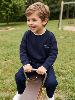 Civil Erkek Çocuk Pike Active Sweatshirt | Pike Uzun Kol Kapşonlu | Okul Kreş ve Günlük Kullanım - Lacivert