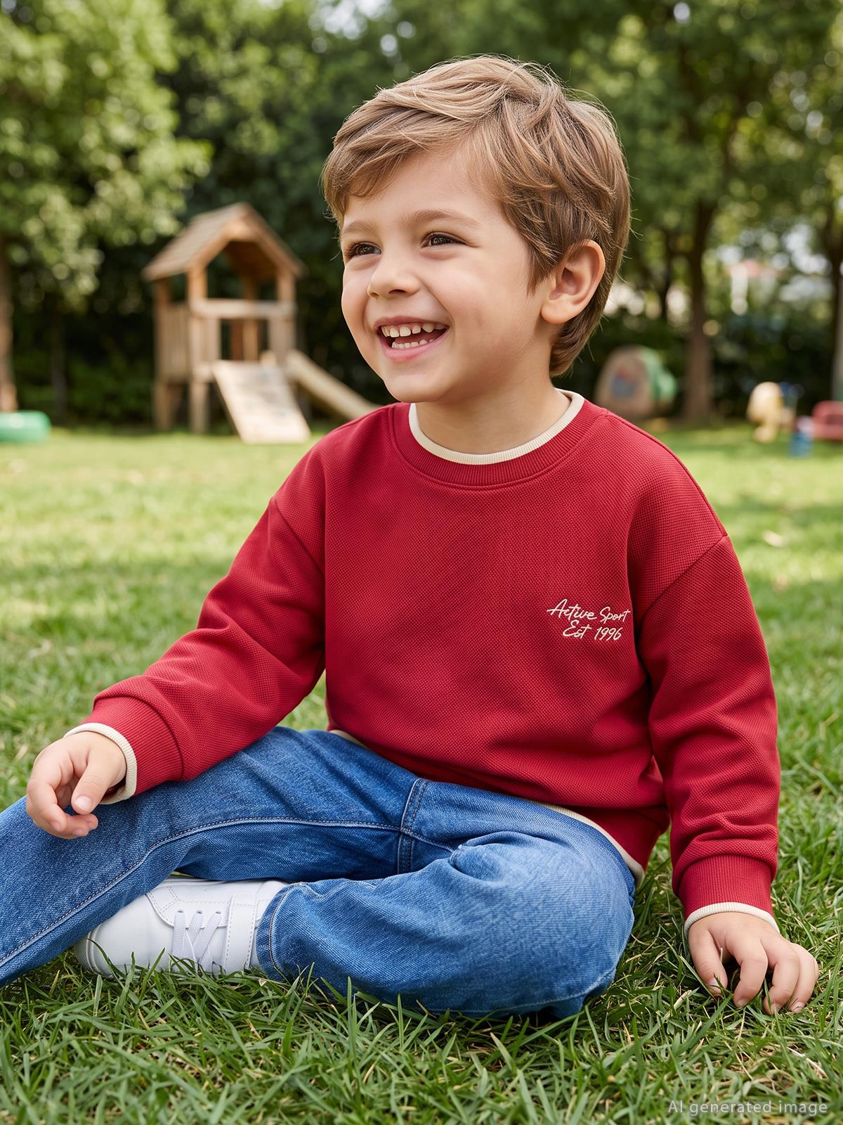 Civil Erkek Çocuk Pike Active Sweatshirt | Pike Uzun Kol Kapşonlu | Okul Kreş ve Günlük Kullanım - Bordo