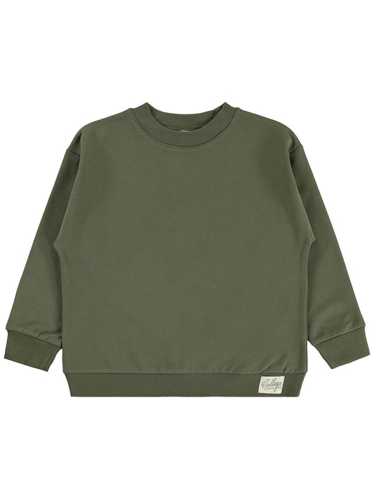 Civil Boys Erkek Çocuk Basic Sweatshirt | Fırçalı 2 İp Uzun Kol | Okul Kreş ve Günlük Kullanım - Haki