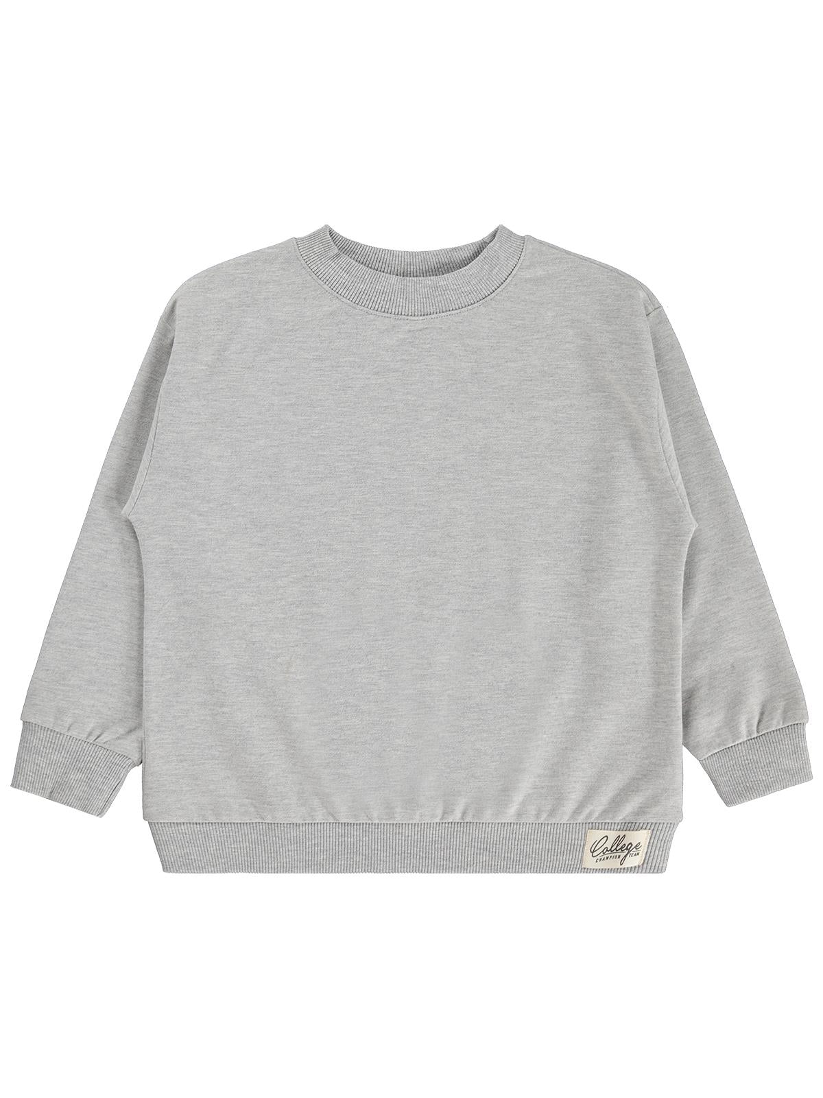 Civil Boys Erkek Çocuk Basic Sweatshirt | Fırçalı 2 İp Uzun Kol | Okul Kreş ve Günlük Kullanım - Gri