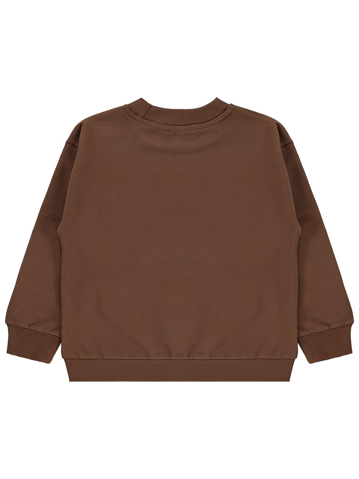 Civil Erkek Çocuk Basic Sweatshirt | Fırçalı 2 İp Uzun Kol | Okul Kreş ve Günlük Kullanım - Kahverengi