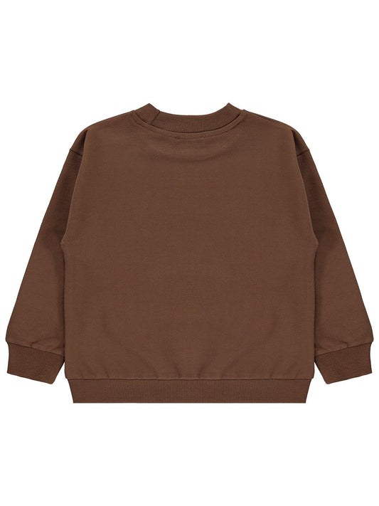 Civil Erkek Çocuk Basic Sweatshirt | Fırçalı 2 İp Uzun Kol | Okul Kreş ve Günlük Kullanım - Kahverengi