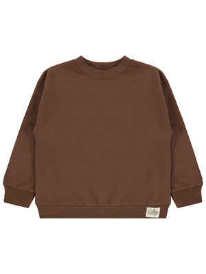 Civil Erkek Çocuk Basic Sweatshirt | Fırçalı 2 İp Uzun Kol | Okul Kreş ve Günlük Kullanım - Kahverengi