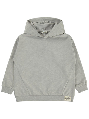 Civil Boys Erkek Çocuk Basic Kapşonlu Sweatshirt | Fırçalı 2 İp Uzun Kol | Okul Kreş ve Günlük Kullanım - Gri