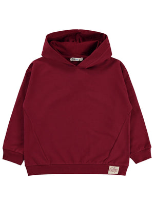 Civil Boys Erkek Çocuk Basic Kapşonlu Sweatshirt | Fırçalı 2 İp Uzun Kol | Okul Kreş ve Günlük Kullanım - Bordo