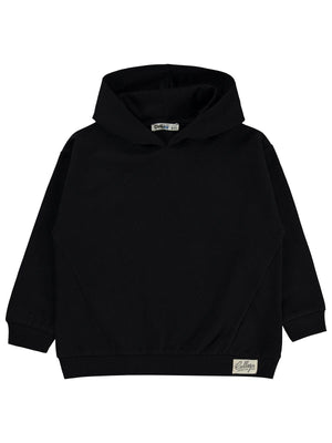 Civil Boys Erkek Çocuk Basic Kapşonlu Sweatshirt | Fırçalı 2 İp Uzun Kol | Okul Kreş ve Günlük Kullanım - Siyah