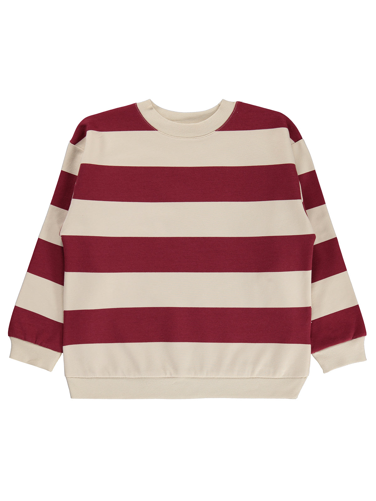Civil Boys Kalın Çizgili Basic 10-13 Yaş Sweatshirt - Bordo