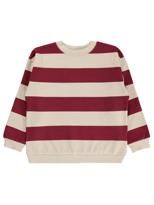 Civil Boys Kalın Çizgili Basic 6-9 Yaş Sweatshirt - Bordo