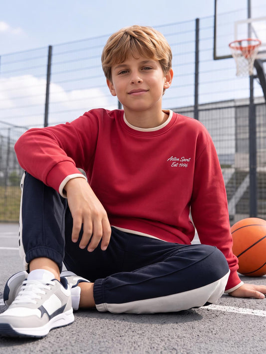 Civil Erkek Çocuk Pike Active Sweatshirt | Pike Uzun Kol Kapşonlu | Okul Kreş ve Günlük Kullanım - Bordo