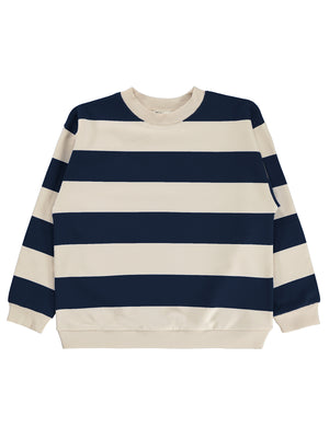 Civil Boys Kalın Çizgili Basic 6-9 Yaş Sweatshirt - Lacivert