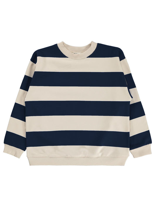 Civil Erkek Çocuk Kalın Çizgili Basic Sweatshirt | 2 İp Uzun Kol | Okul Kreş ve Günlük Kullanım - Lacivert