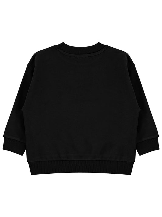 Civil Boys Erkek Çocuk Basic Sweatshirt | Fırçalı 2 İp Uzun Kol | Okul Kreş ve Günlük Kullanım - Siyah