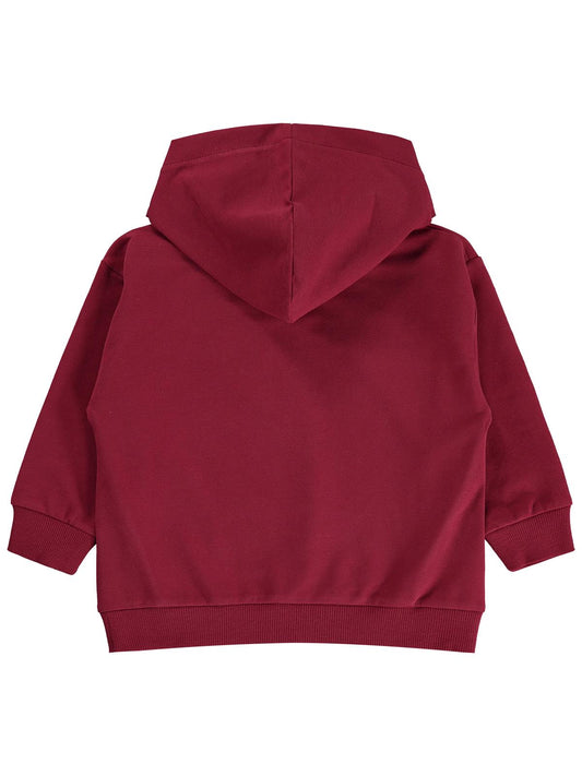 Civil Boys Erkek Çocuk Basic Kapşonlu Sweatshirt | Fırçalı 2 İp Uzun Kol | Okul Kreş ve Günlük Kullanım - Bordo