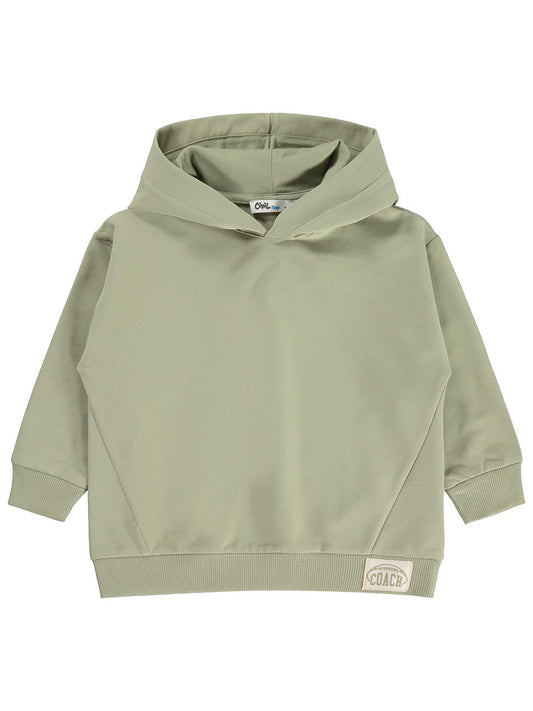 Civil Boys Erkek Çocuk Basic Kapşonlu Sweatshirt | Fırçalı 2 İp Uzun Kol | Okul Kreş ve Günlük Kullanım - Haki