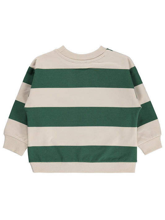 Civil Erkek Çocuk Kalın Çizgili Basic Sweatshirt | 2 İp Uzun Kol | Okul Kreş ve Günlük Kullanım - Yeşil
