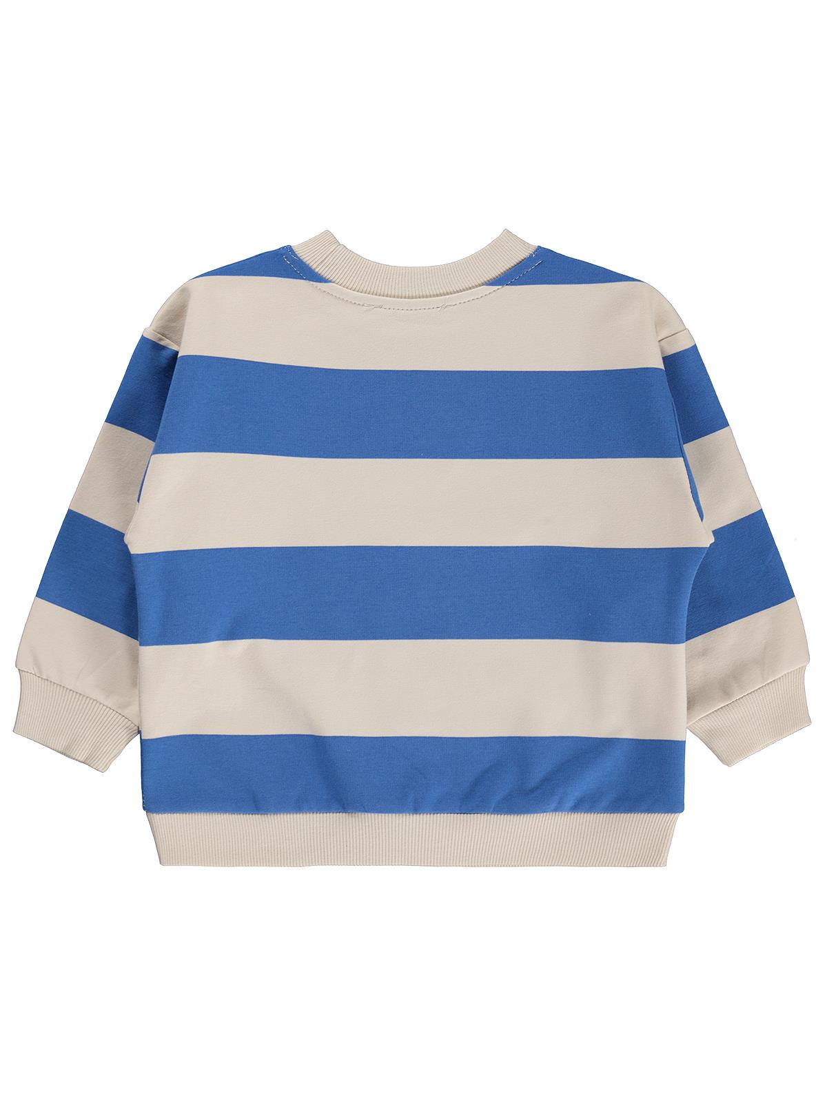 Civil Erkek Çocuk Kalın Çizgili Basic Sweatshirt | 2 İp Uzun Kol | Okul Kreş ve Günlük Kullanım - Mavi