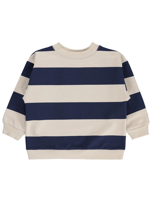 Civil Erkek Çocuk Kalın Çizgili Basic Sweatshirt | 2 İp Uzun Kol | Okul Kreş ve Günlük Kullanım - Lacivert