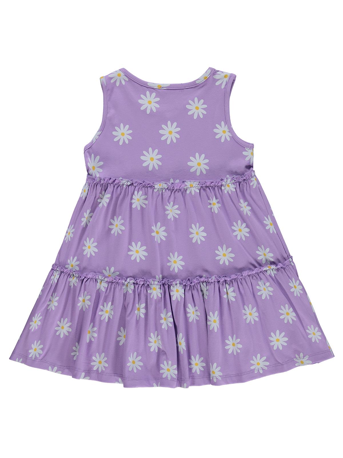 Civil Girls Papatya Desenli 6-9 Yaş Elbise - Lila