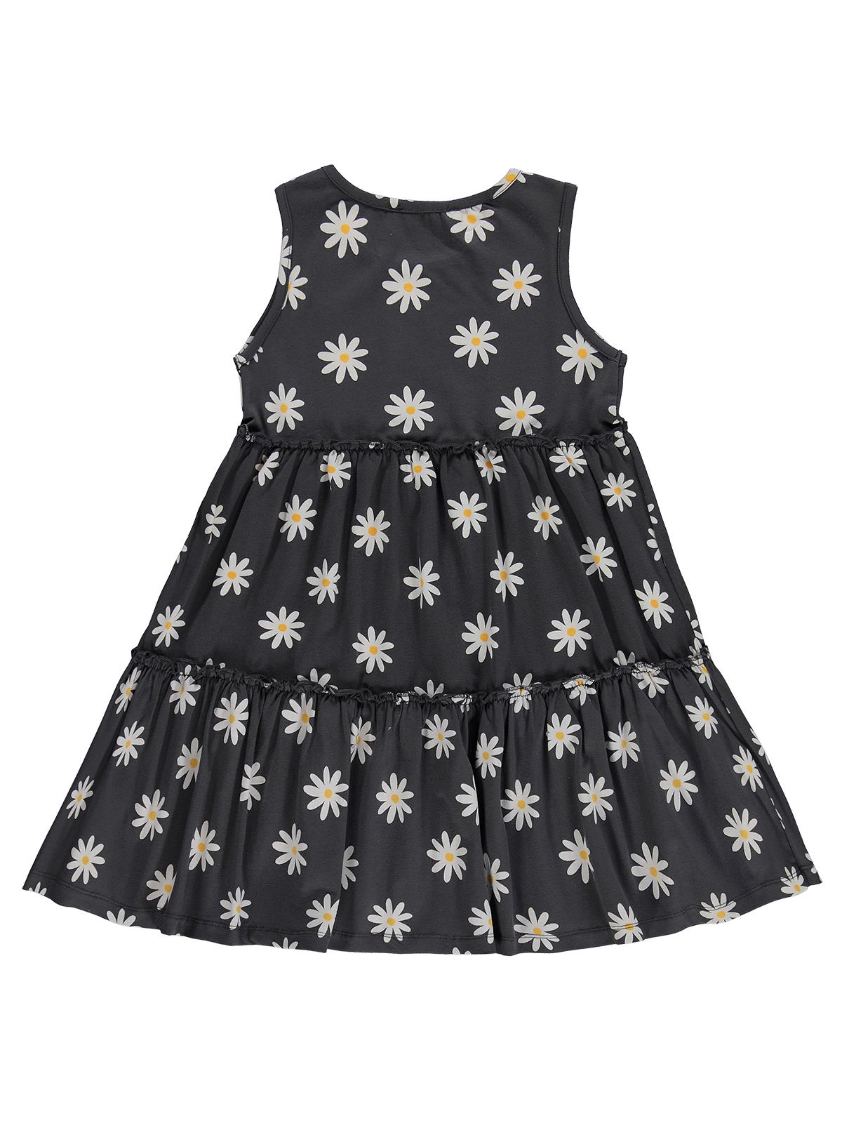 Civil Girls Papatya Desenli 6-9 Yaş Elbise - Gri