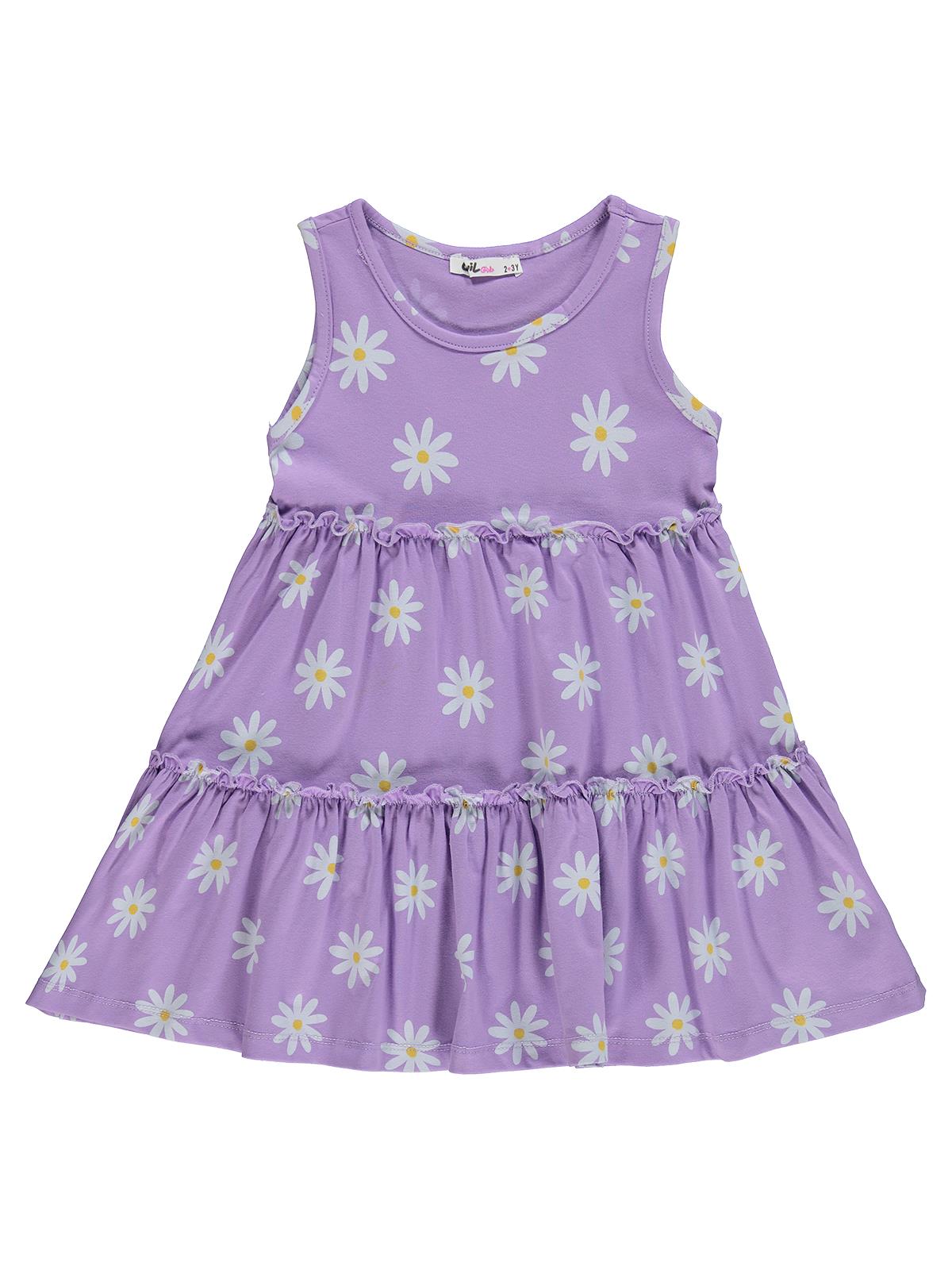 Civil Girls Papatya Desenli 2-5 Yaş Elbise - Lila