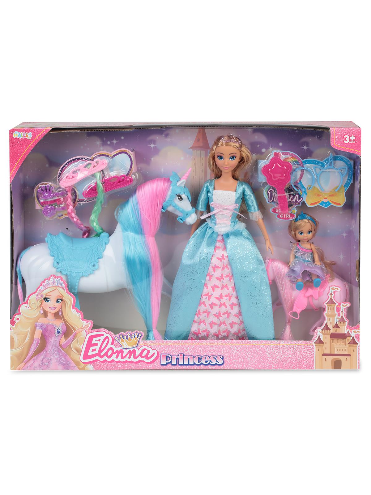 Seher Oyuncak Elonna Bebek Seti Anne Çocuk Ve Atlı Set 30 cm