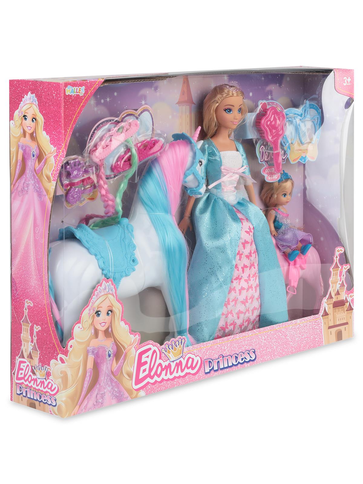 Seher Oyuncak Elonna Bebek Seti Anne Çocuk Ve Atlı Set 30 cm