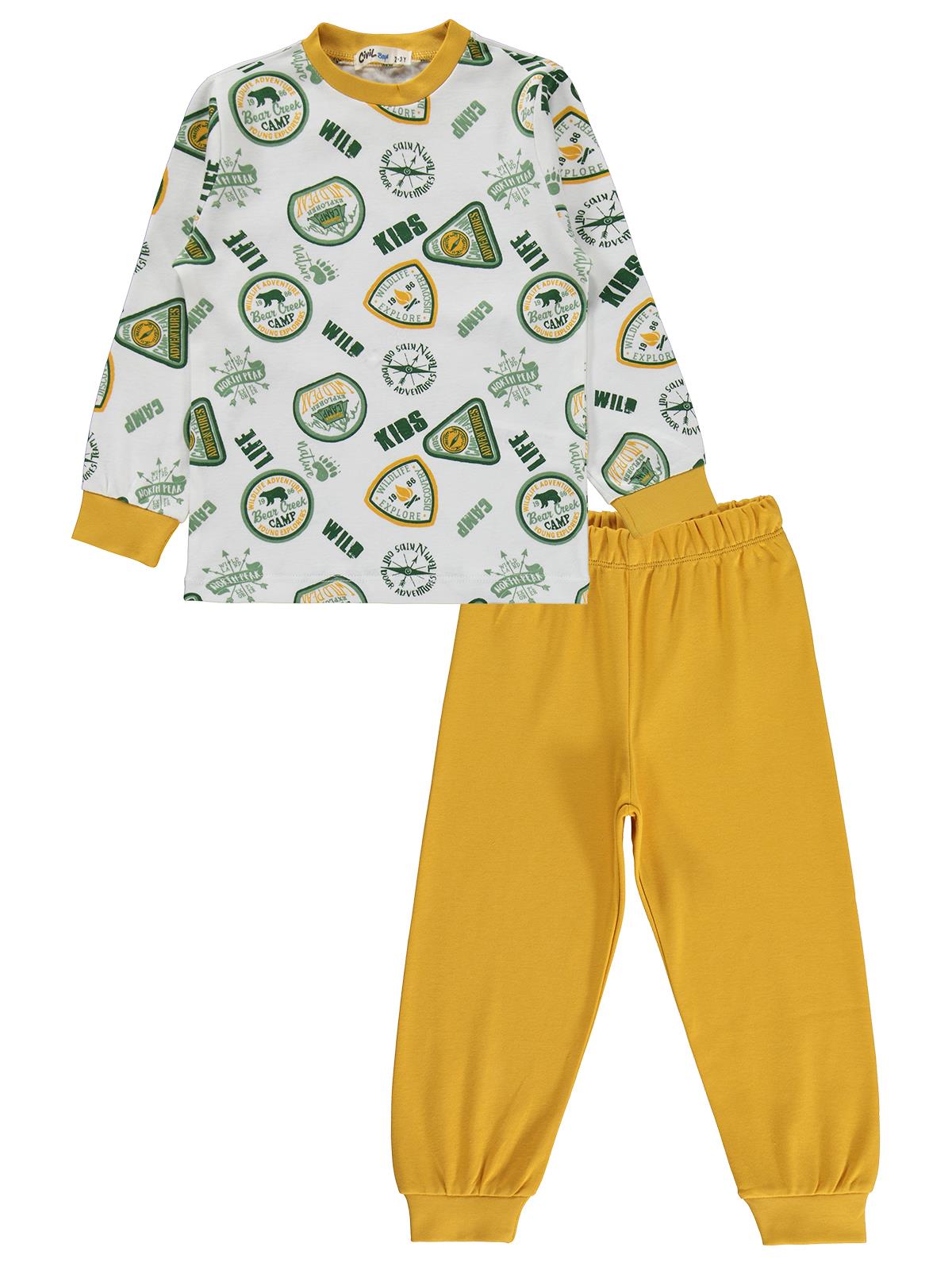 Civil Boys Kids Armalar Baskılı 2-5 Yaş Pijama Takımı - Hardal