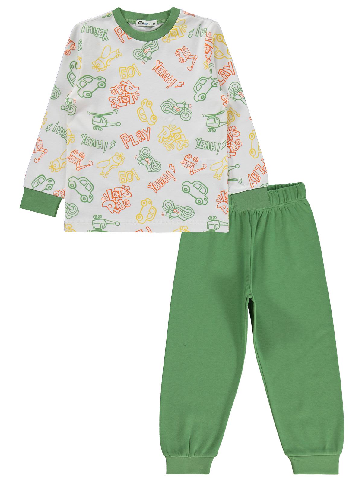 Civil Boys Helikopter Baskılı 2-5 Yaş Pijama Takımı - Yeşil