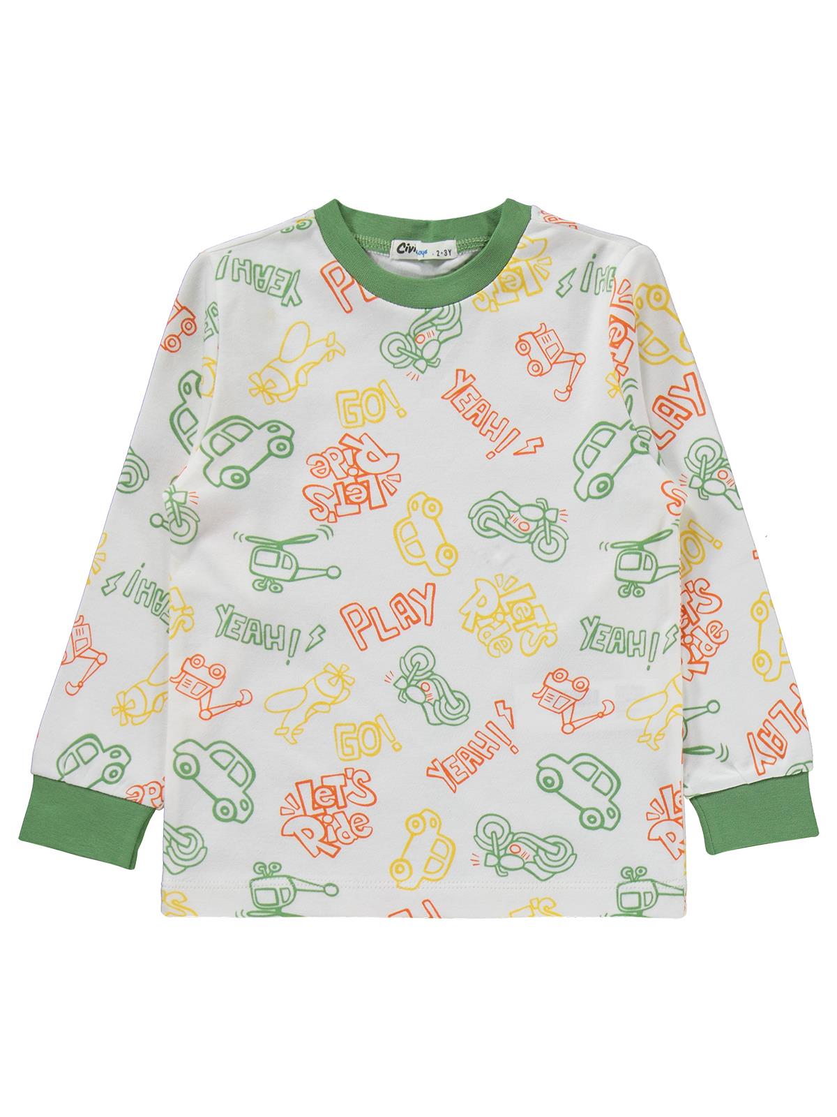 Civil Boys Helikopter Baskılı 2-5 Yaş Pijama Takımı - Yeşil