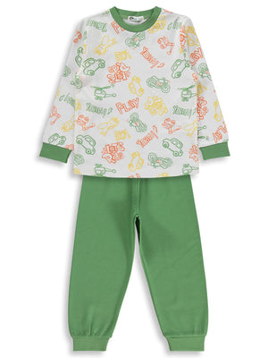 Civil Boys Helikopter Baskılı 2-5 Yaş Pijama Takımı - Yeşil