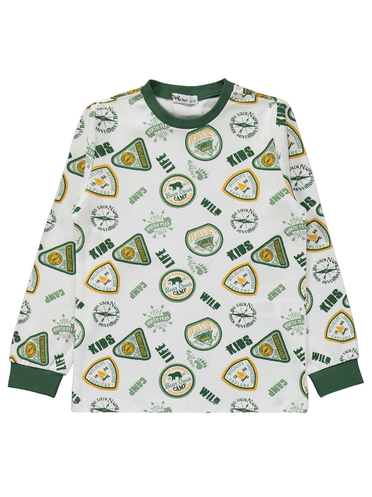Civil Boys Kids Armalar Baskılı 10-13 Yaş Pijama Takımı - Yeşil