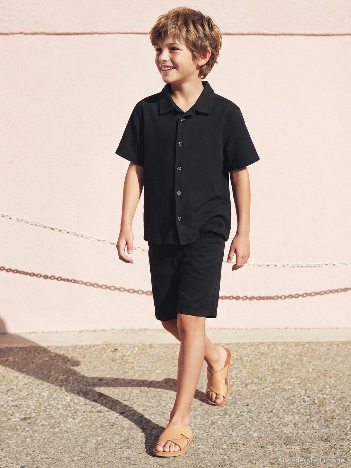 Civil Boys Tatil Yaka 6-9 Yaş Gömlek - Siyah