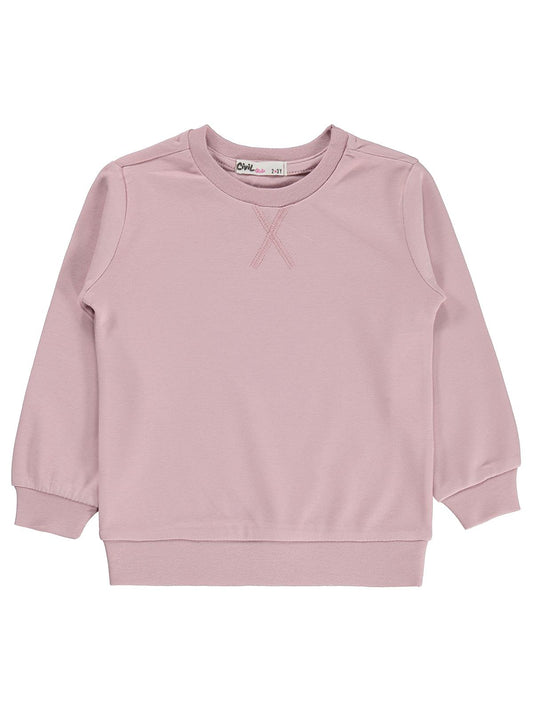 Civil Kız Çocuk Düz Sweatshirt | İnterlok Uzun Kol Bisiklet Yaka | Okul Kreş ve Günlük Kullanım - Lila