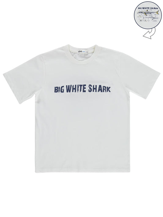Civil Boys Big White Baskılı 10-13 Yaş Tişört - Kırık Beyaz