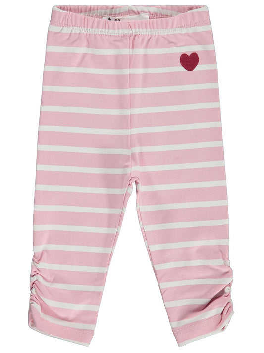 Civil Baby Kalp Nakışlı Çizgili 6-18 Ay Tayt - Pembe