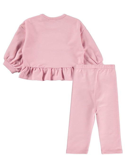 Civil Baby Tavşan Baskılı Fırfırlı 6-18 Ay Takım - Pembe