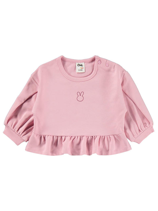 Civil Baby Tavşan Baskılı Fırfırlı 6-18 Ay Takım - Pembe
