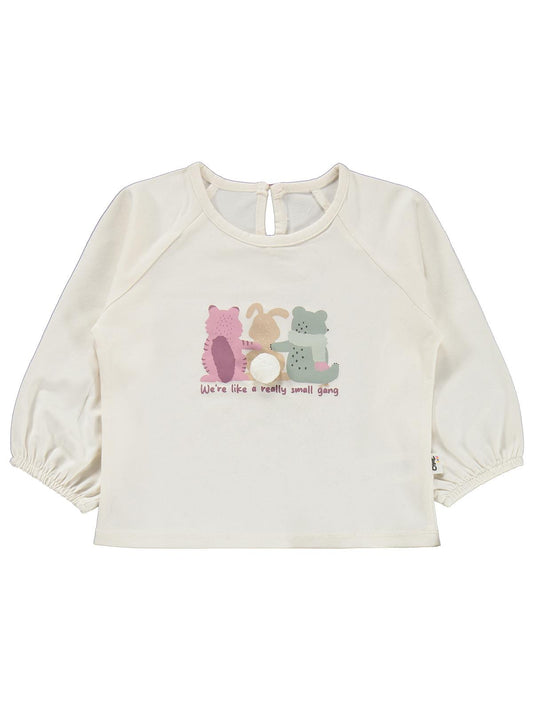 Civil Baby Puan Empirme Tavşan Baskılı 6-18 Ay Takım - Ekru