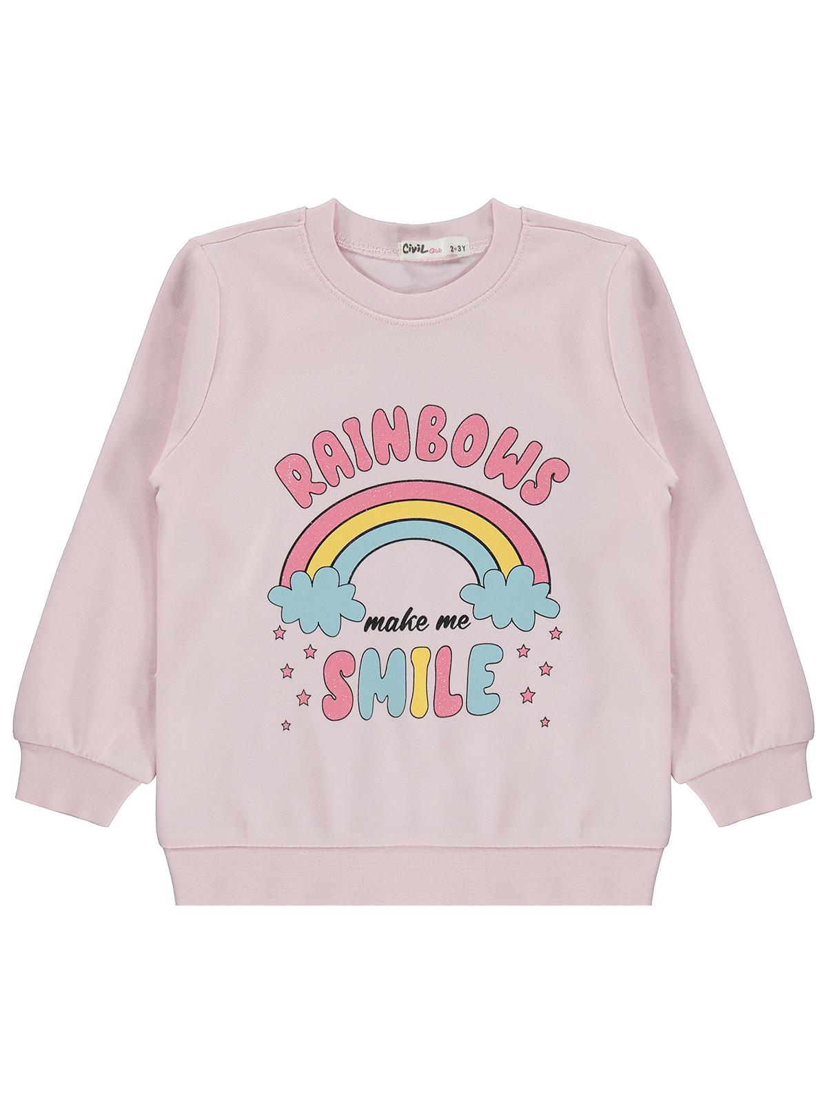 Civil Girls Rainbow Baskılı 2-5 Yaş Sweatshirt  - Pembe