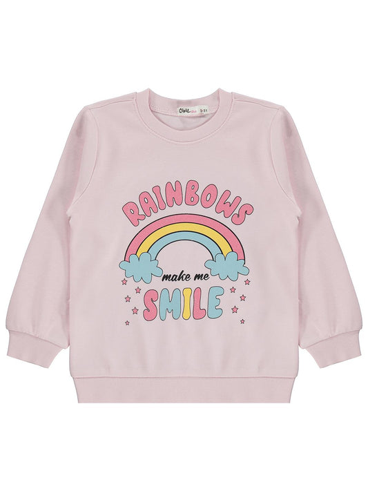 Civil Girls Rainbow Baskılı 2-5 Yaş Sweatshirt  - Pembe