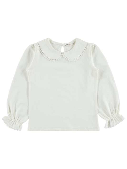 Civil Girls Dantel Şeritli 6-9 Yaş Sweatshirt - Ekru