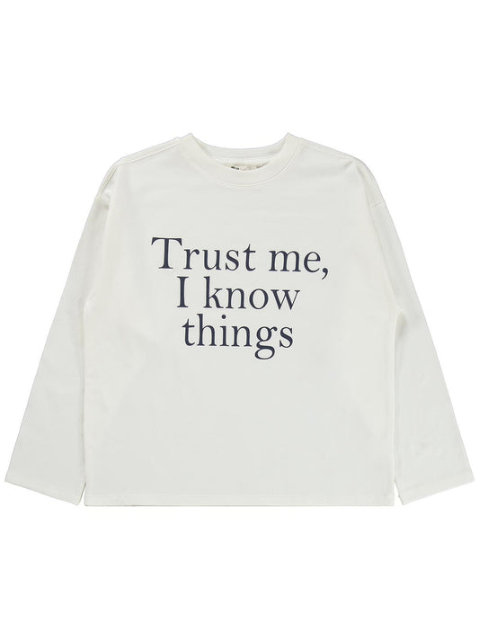 Civil Kız Çocuk Trust Baskılı Sweatshirt | Likralı Süprem Şardonlu | Okul Kreş ve Günlük Kullanım - Beyaz