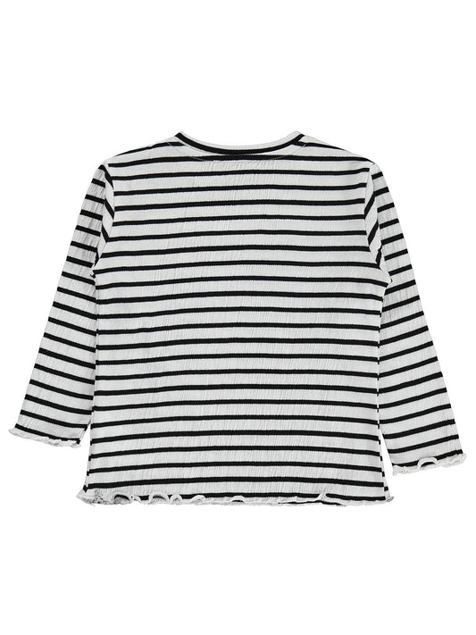 Civil Kız Çocuk Çizgili Sweatshirt | Jakarlı Süprem Uzun Kol | Okul Kreş ve Günlük Kullanım - Ekru